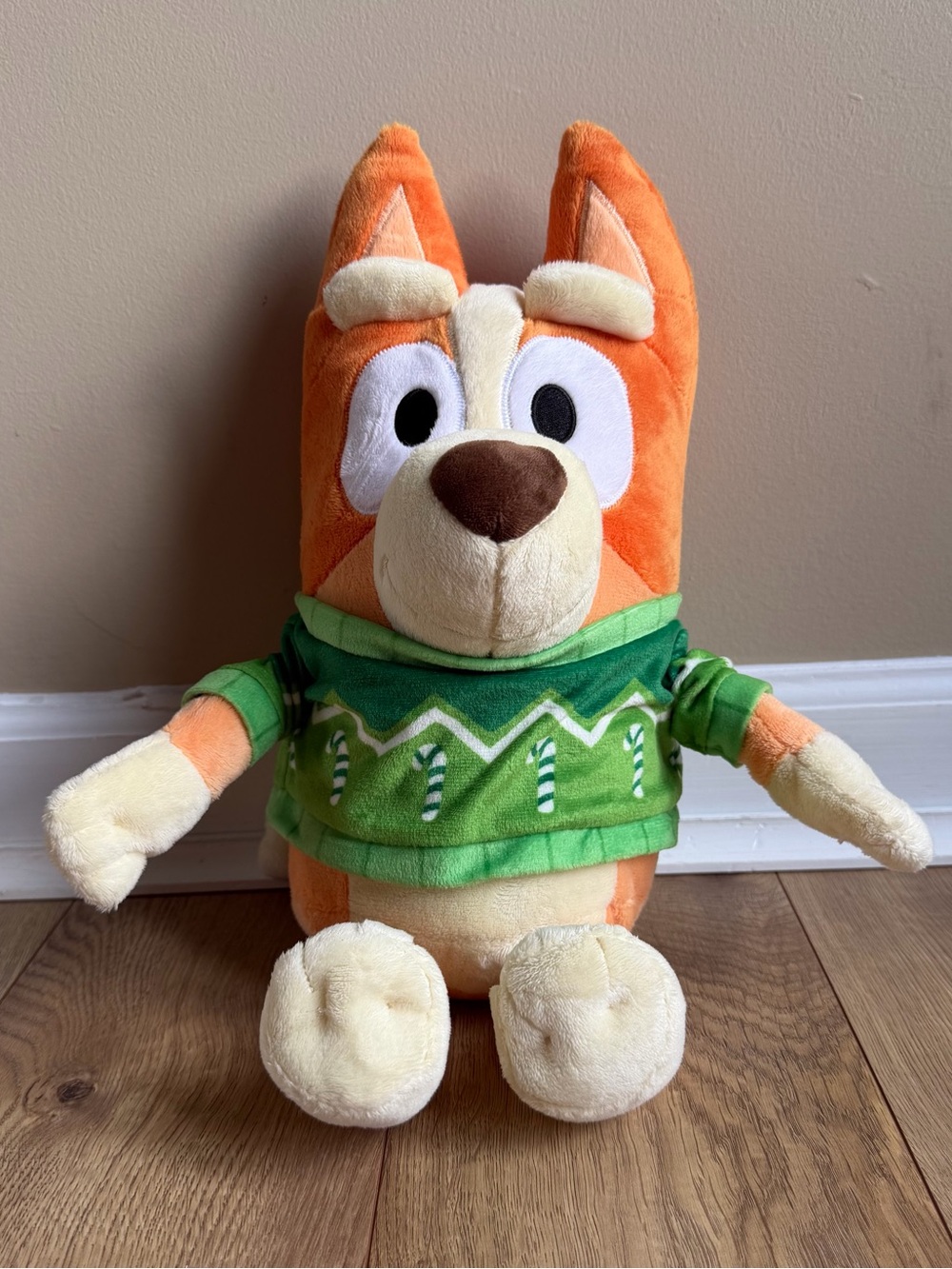 Animal Adventure Bluey Bingo Plush Dog Green Christmas Sweater 16 inch Stuffy